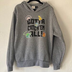 Pokémon hoodie grey gotta catch ‘em all size 14/16 youth pikachu 90s